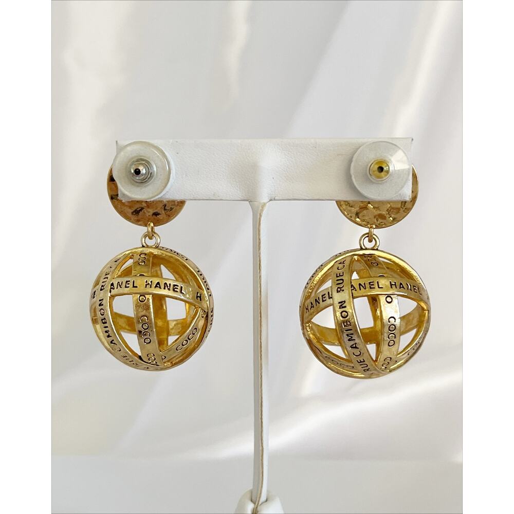 EARRINGS Fashion Costume Jewelry Hollowed Gold Sugar Ball Drop Pierced - Picture 7 of 10